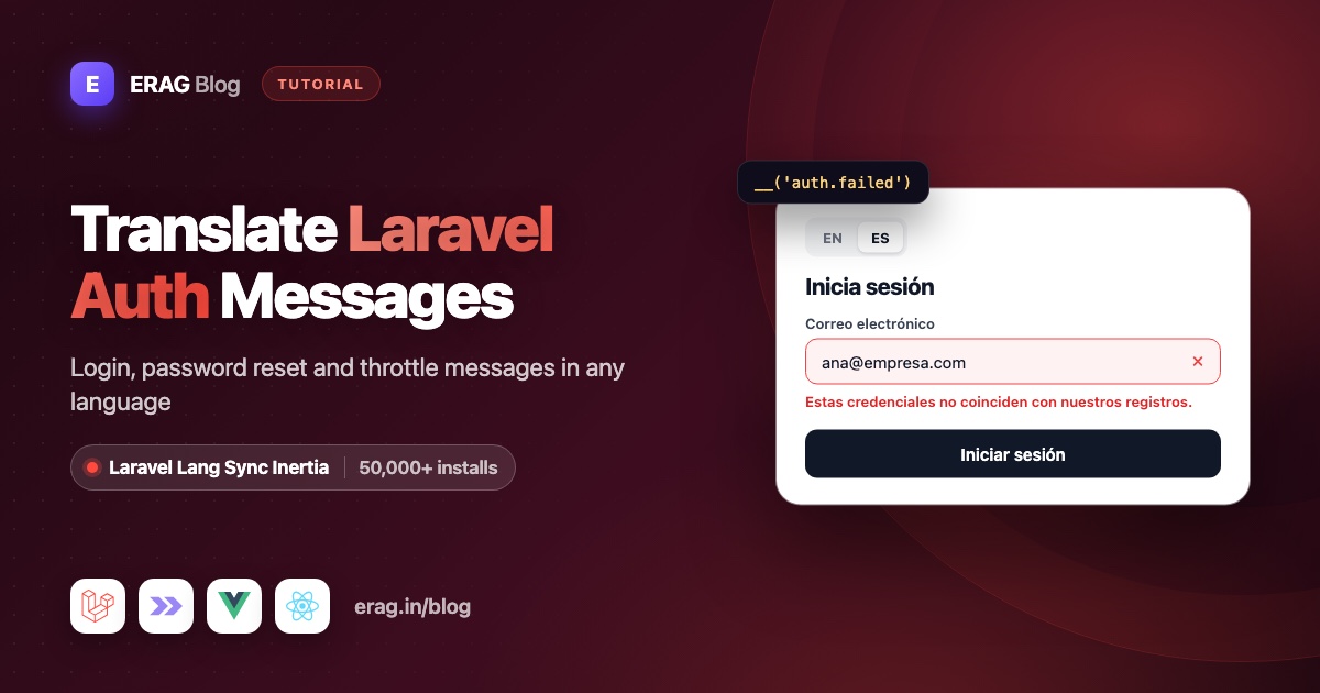 Spanish Laravel login form showing the translated error Estas credenciales no coinciden con nuestros registros