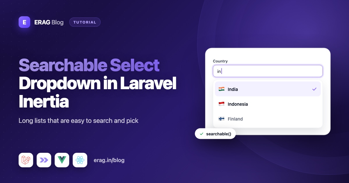 Searchable select dropdown in a Laravel Inertia form filtering customers as the user types