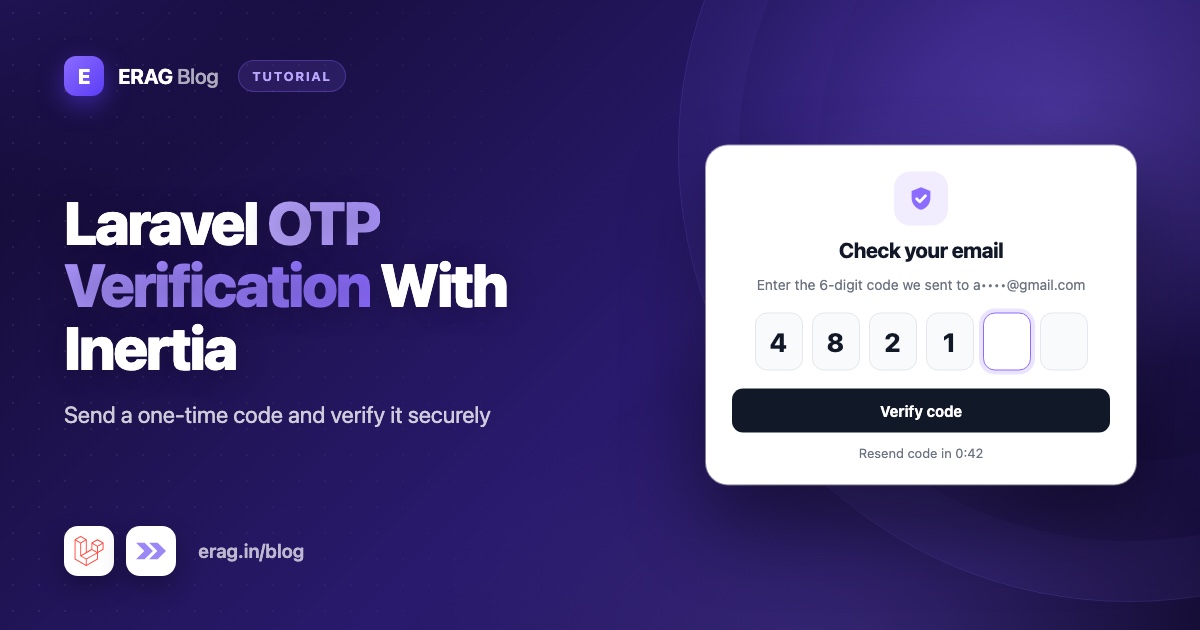 Laravel OTP verification screen with a six-box one-time code input and resend link