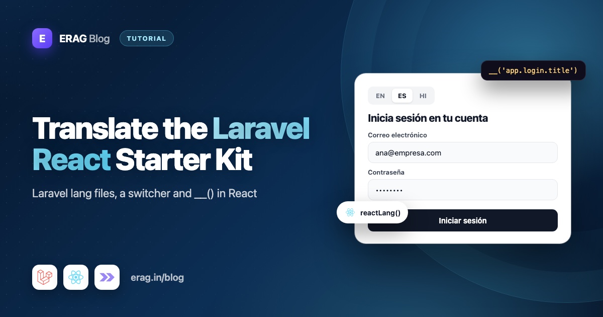 Laravel React starter kit login page translated into Hindi with a language switcher
