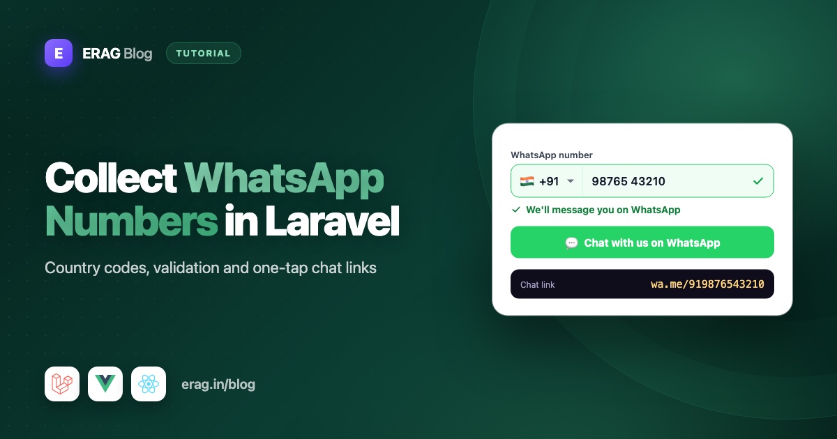 WhatsApp number input with a country code picker, consent checkbox and Chat with us button